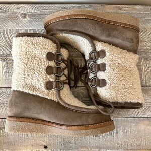 AQUATALIA-Wynter Suede & Shearling Platform Boots (Size:8)